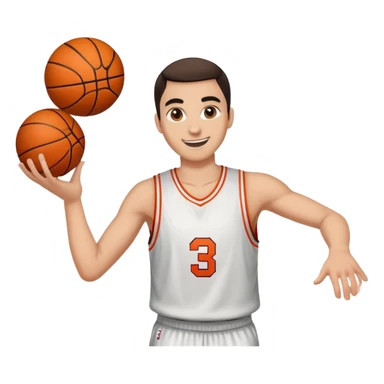 Smile face normal eyes with high eyebrows throwing basketball sticker