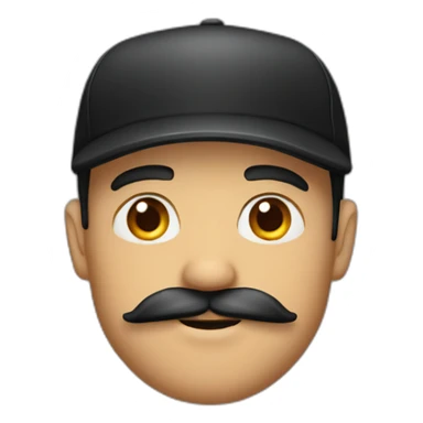 man with a black cap and a mustache sticker