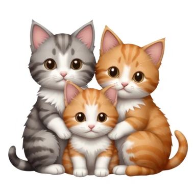 6 tiny kittens cuddling together all different colours, the first one is grey and white, the second is ginger and white and the third is brown tabby and white sticker