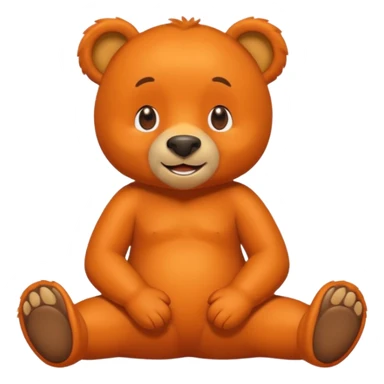 Create a orange friendly bear, make him look like from a kid cartoon and make him smile. Show his whole body. Make him look shy and cross his leg sticker