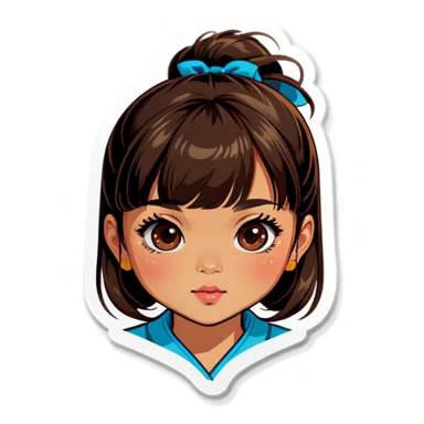 Asian tan girl with bangs sticker