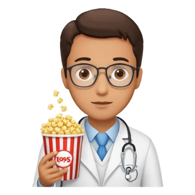 Doc with pop corn  sticker