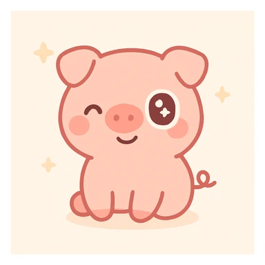 funny piggy, kawaii style, cute and bright sticker