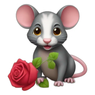 Raton laveur tenant une rose à la bouche sticker