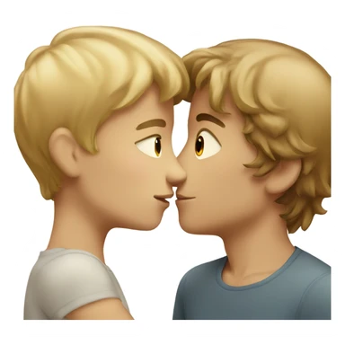 Blond girl kisses a Brown haired boy sticker