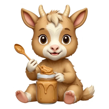cute baby goat eating peanut butter sticker