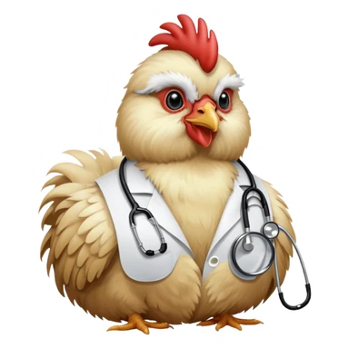 A fluffy-headed Silkie Bantam chicken wearing a doctor's stethoscope.  sticker