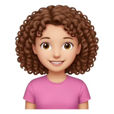 Young girl with curly hair and a pink T-shirt, looking happy  sticker