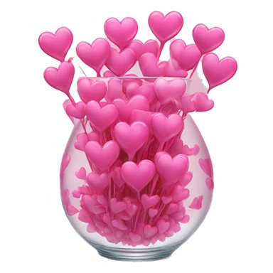 10000000 huge pink hearts on stems in a clear glass vase sticker