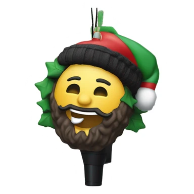 The Post Malone tree ornament captures the warm spirit of Christmas. Inside, Post Malone, dressed in black jeans, black shoes, his signature face tattoo, and a Santa hat, leans in, singing into a microphone with a stand.  sticker