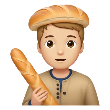 boy getting bonked on the head with a baguette stick sticker