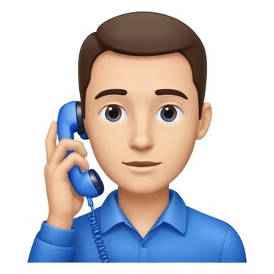 a man with a blue phone to his ear sticker