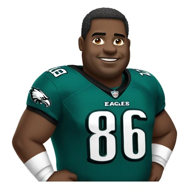 Fat African American wearing a Philadelphia eagles jersey sticker