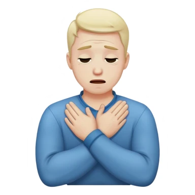 Man crying crossed hands over neck sticker