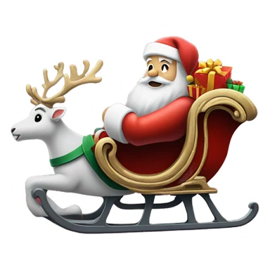 Santa's sleigh side profile with presents in the back and santa sat down holding the reigns  sticker