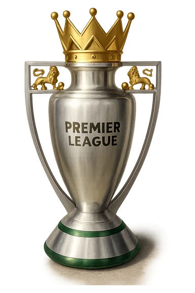 Фотореалистичный и изометричный кубок Premier League, объемный чуть слегка рисованный стиль, прозрачный фон sticker