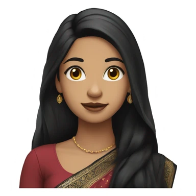 Light skin long black hair girl wearing black saree sticker