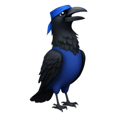 A raven wearing a blue neck cravat sticker