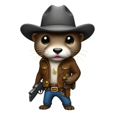 Gun toting otter with a cowboy hat sticker