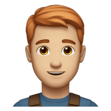 handsome man square face big cheekbones sharp jaw blue eyes neat copper hair sticker