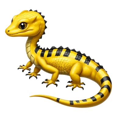 Yellow black-striped golden shiny salamander-gecko-dragon-Salandit-Sergal-Genet-Pokémon-hybrid  sticker