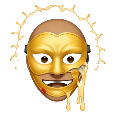 Figure ripping a mask in half, energy leaking from the tear sticker