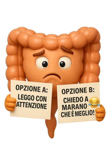 SU QUESTO STILE FAI UN EMOJI STILE IPHONE 3D DI UN INTESTINO CHE HA nella mano destra "OPZIONE A: LEGGO CON ATTENZIONE" E NELLA MANO SINISTRA" OPZIONE B: CHIEDO A MARANO CHE è MEGLIO! (METTICI UNO SMILE CON RISATE QUI)", FAGLI UN ESPRESSIONE CONFUSA MENTRE GUARDA L'OPZIONE A E FALLO MOLTO REALISTICO IN 3D sticker