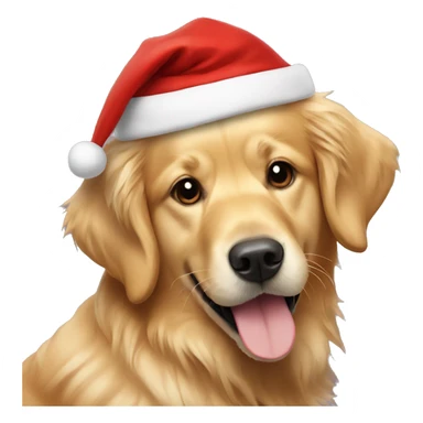 Golden retriever with Santa hat  sticker