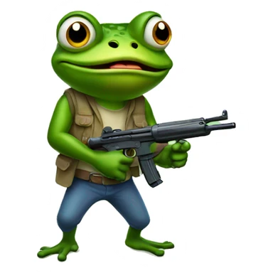 Angry frog with a gun sticker