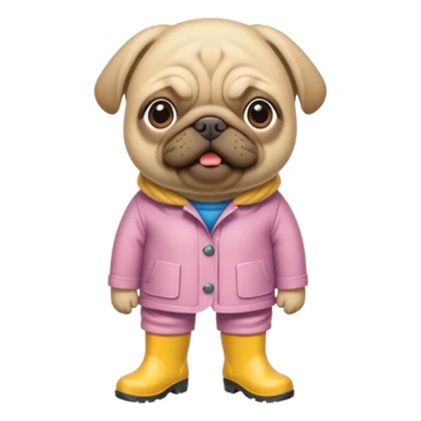 pug with rainboots sticker