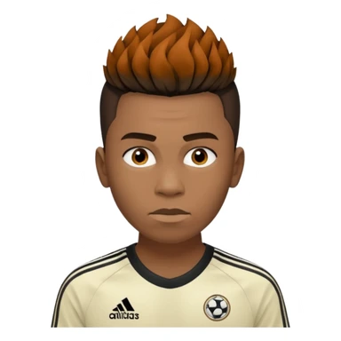 Crie um emoji de um menino com o cabelo castanho claro com uma franja reta e o corte low fade zumbi casaco de gola alta da adidas sticker