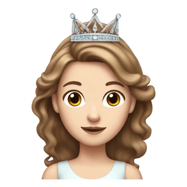 White girl with brown hair and princess tiara sticker