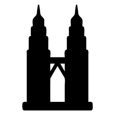 minimalist solid icon of the Petronas Towers, straight-on view sticker