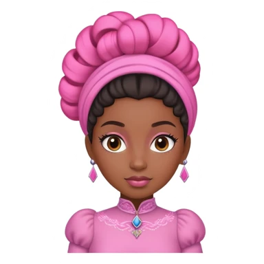 Black princess with an updo dressed in all pink  sticker