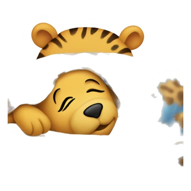 Winnie the pooh sleeping with a leopard patterned blanket sticker
