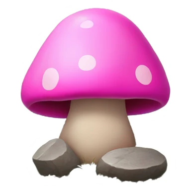 Pink little mushroom man growing between two round rocks sticker