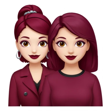 Boujy baddie best friends, fair skin, trendy heavy makeup, burgundy clothes sticker