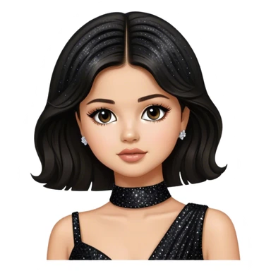 selena gomez in a black sparkly gown sticker