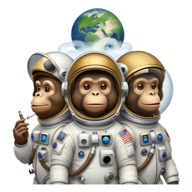 multiple apes traveling in space, smoking weed sticker