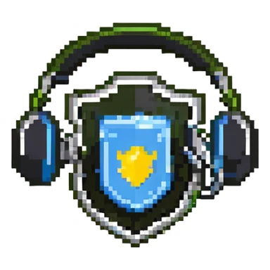 help desk center shield with headset and support icon sticker
