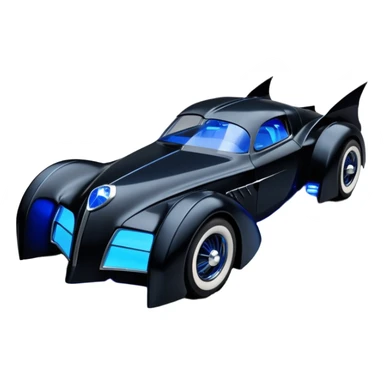  the animated series aerodynamic alien opulent dark knight futuristic concept Batmobile loosely based on 1936 cord 812(flat long straight faceted mechanical body) winged stealthy blue headlight covers street hot rod  sticker
