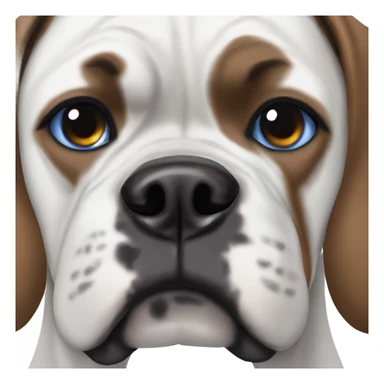White boxer with one brown eye one blue eye sticker