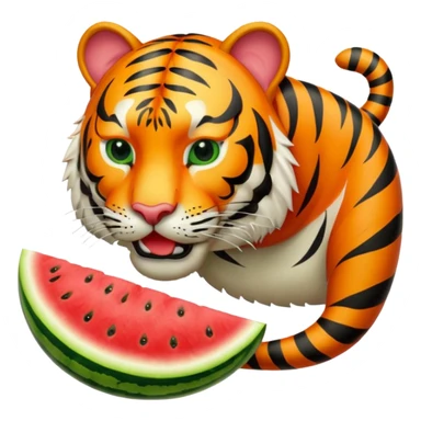 tiger eating watermelon sticker