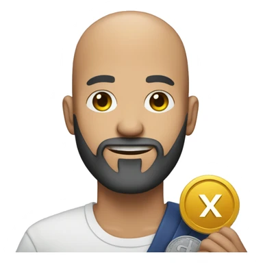  Bald guy with beard holding XRP coin logo sticker