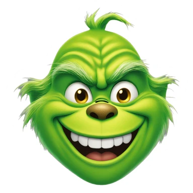 The grinch smiling maniacally with full teeth sticker