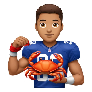 #15 New York giants player holding a crab sticker