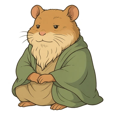 ghibli style hamster philosopher with a wise expression and soft colors sticker