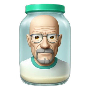 Walter white figure in jar with milk sticker
