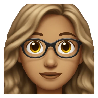 pretty lightly brown girl with long wavy brown hair and glasses sticker