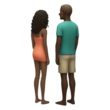 Man and woman are looking at the sea at night sticker